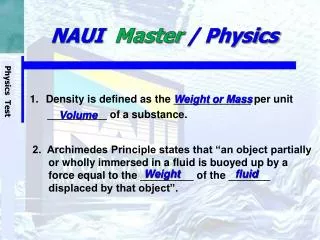 NAUI Master / Physics