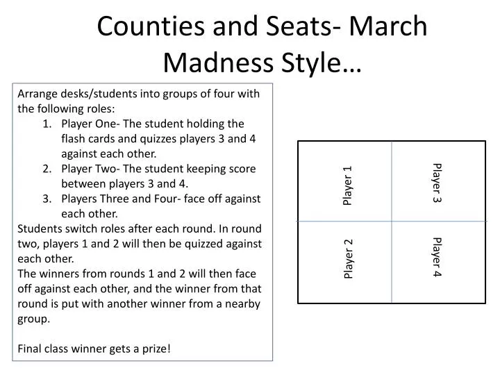 counties and seats march madness style