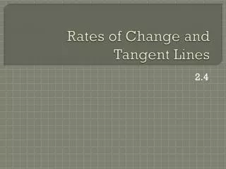 rates of change and tangent lines
