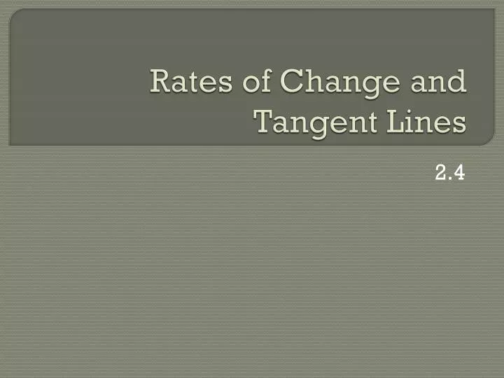 rates of change and tangent lines