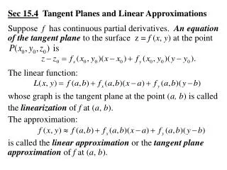 sec 15 4 tangent planes and linear approximations