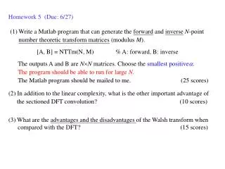 Homework 5 (Due: 6/27)