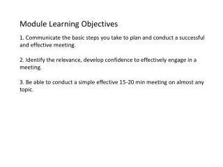 Module Learning Objectives
