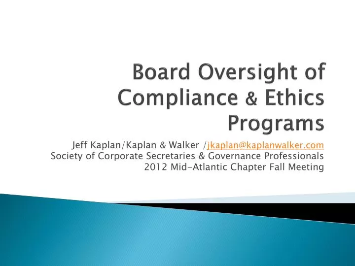 board oversight of compliance ethics programs