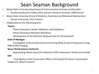 Sean Seaman Background