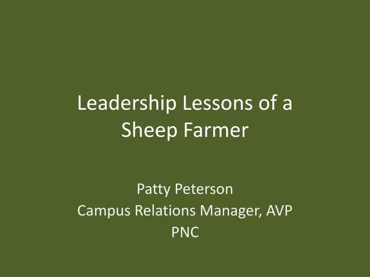 leadership lessons of a sheep farmer
