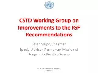 CSTD Working Group on Improvements to the IGF Recommendations