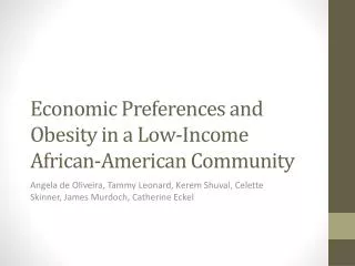 Economic Preferences and Obesity in a Low-Income African-American Community