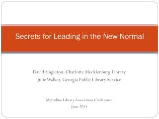 Secrets for Leading in the New Normal