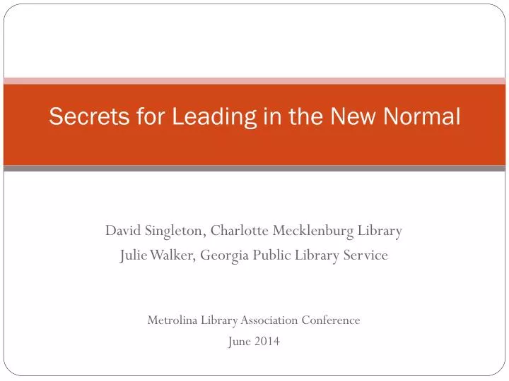 secrets for leading in the new normal