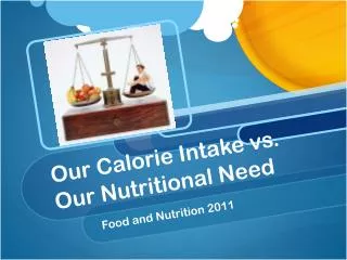 Our Calorie Intake vs. Our Nutritional Need