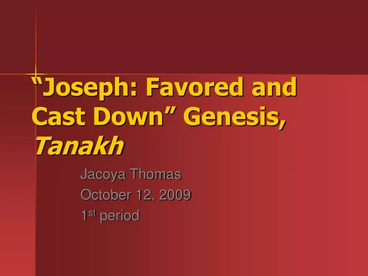 joseph favored and cast down genesis tanakh
