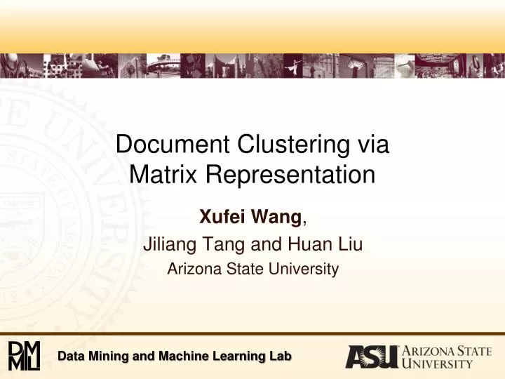 document clustering via matrix representation