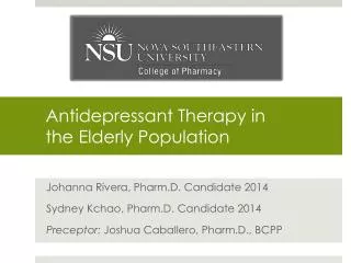 Antidepressant Therapy in the Elderly Population