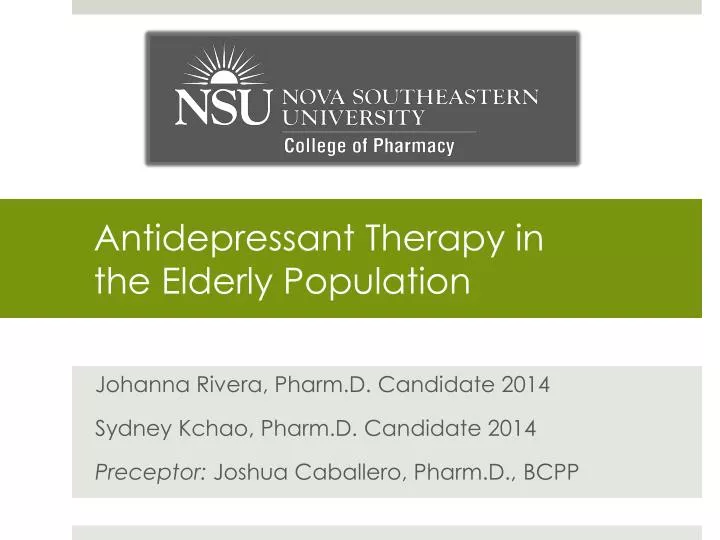 antidepressant therapy in the elderly population