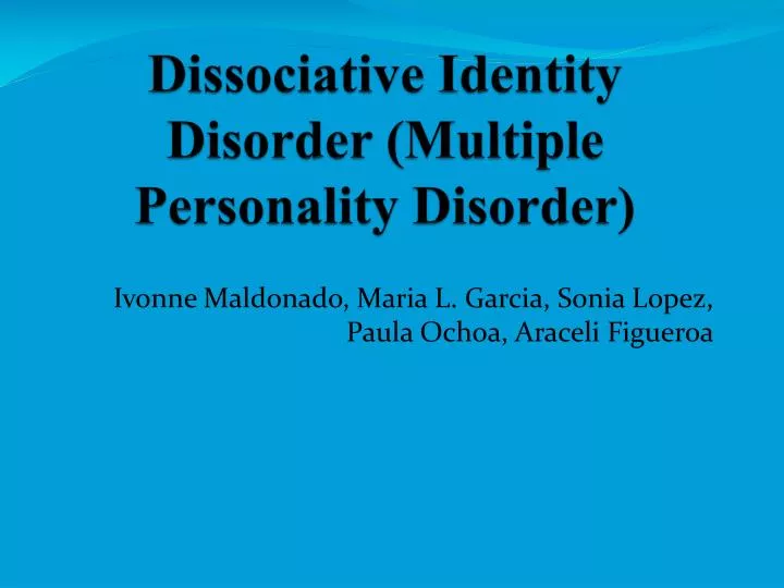 dissociative identity disorder multiple personality disorder