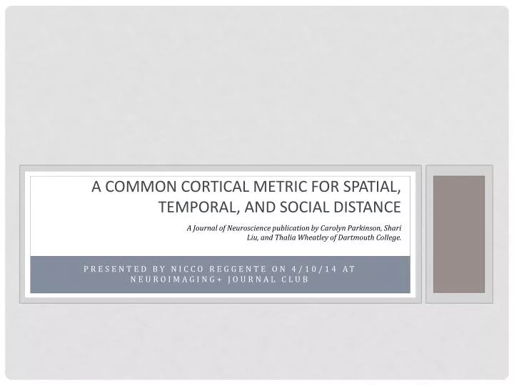 a common cortical metric for spatial temporal and social distance