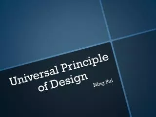 Universal Principle of Design