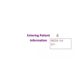 Entering Patient Information
