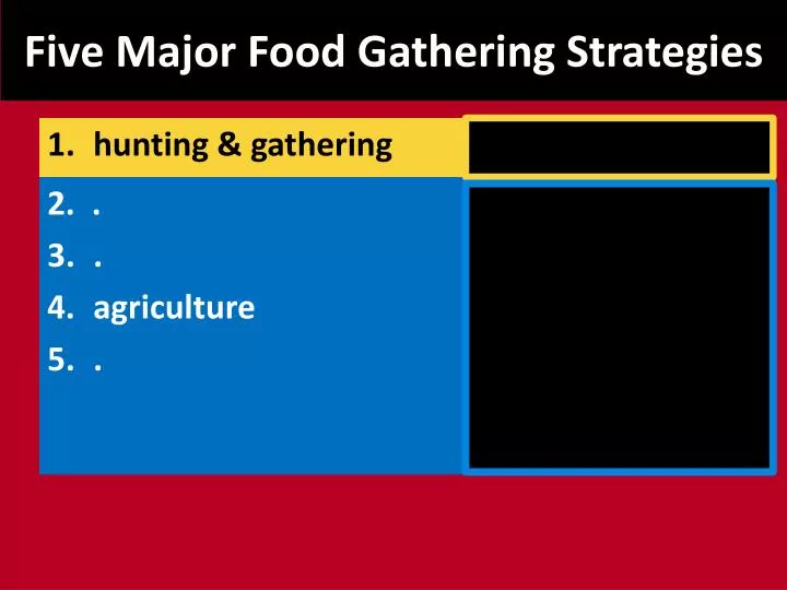 five major food gathering strategies