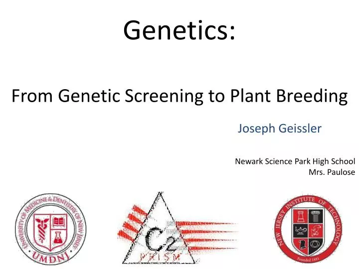 genetics from genetic screening to plant b reeding