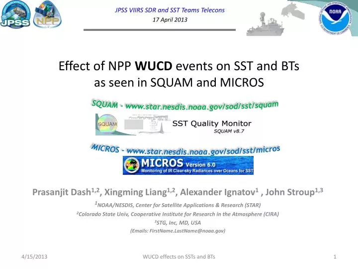effect of npp wucd events on sst and bts as seen in squam and micros