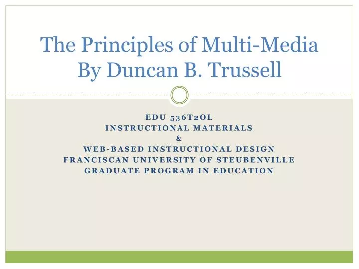 the principles of multi media by duncan b trussell