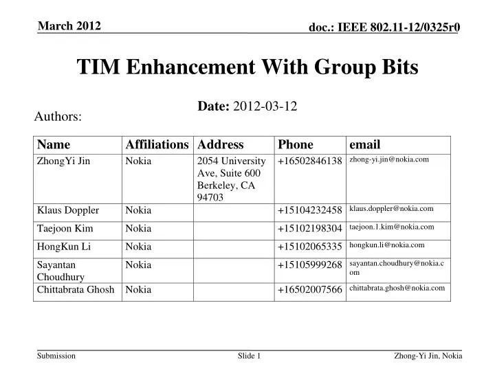 tim enhancement with group bits