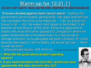 warm up for 12 21 11