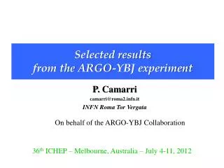 Selected results from the ARGO-YBJ experiment