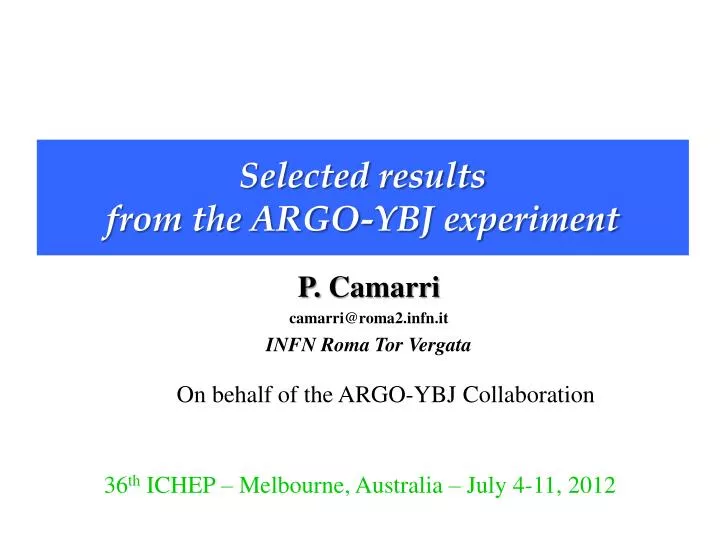 selected results from the argo ybj experiment