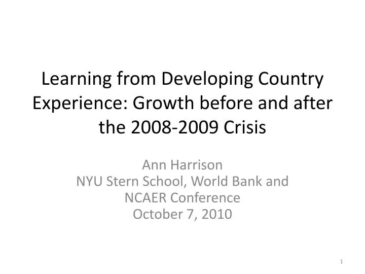 learning from developing country experience growth before and after the 2008 2009 crisis