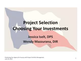 Project Selection Choosing Your Investments