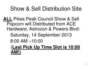 Show &amp; Sell Distribution Site