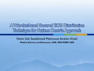 A Wevelet based Secured ECG Distribution Technique for Patient Centric Approach