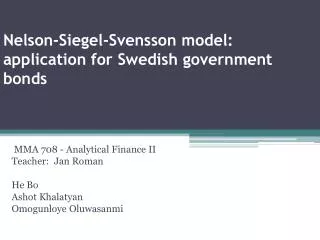 Nelson-Siegel- Svensson model: application for Swedish government bonds