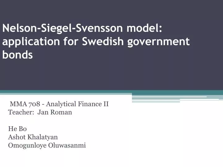 nelson siegel svensson model application for swedish government bonds