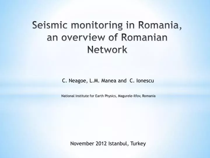 seismic monitoring in romania an overview of romanian network