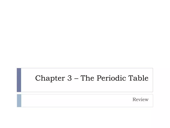 chapter 3 the periodic table