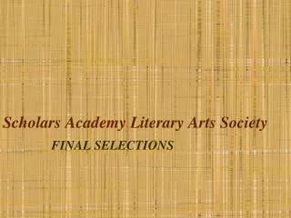 Scholars Academy Literary Arts Society