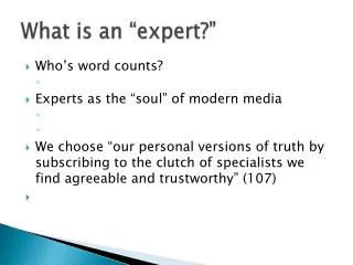 What is an “expert?”