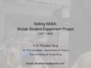 Selling NASA: Skylab Student Experiment Project (1971-1974)