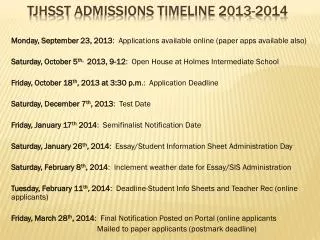 TJHsSt Admissions timeline 2013-2014