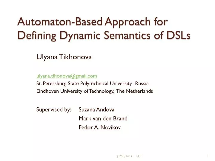 automaton based approach for defining dynamic semantics of dsls