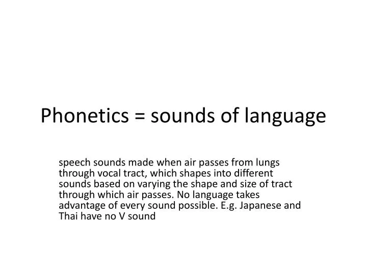 phonetics sounds of language