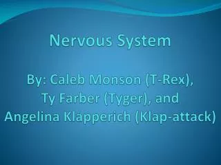 The nervous system very complex system in the body has many, many parts