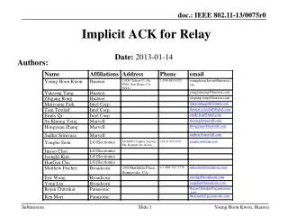 Implicit ACK for Relay