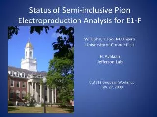 Status of Semi-inclusive Pion Electroproduction Analysis for E1-F