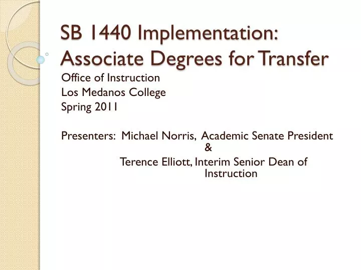 sb 1440 implementation associate degrees for transfer