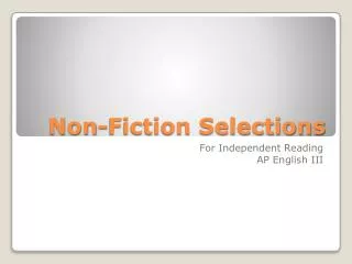 Non-Fiction Selections